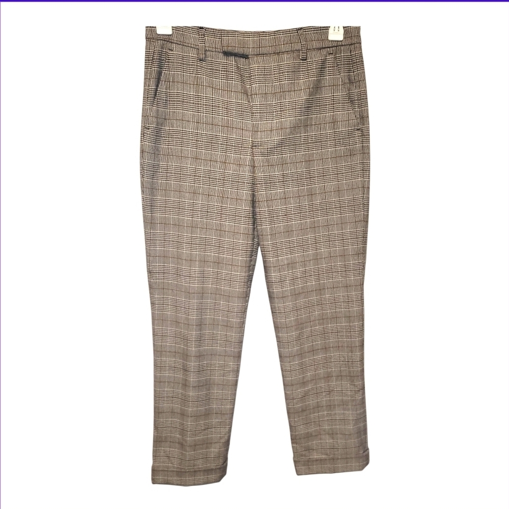 Zara Woman Gray Plaid Tailored Slim Leg Pants Size 6